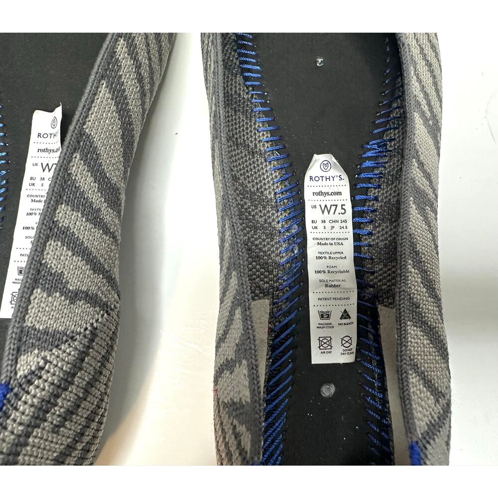 Rothys Shoes Womens 7.5 The Point Ballet Flats Grey Zebra Print Comfort Low Top - Picture 4 of 10